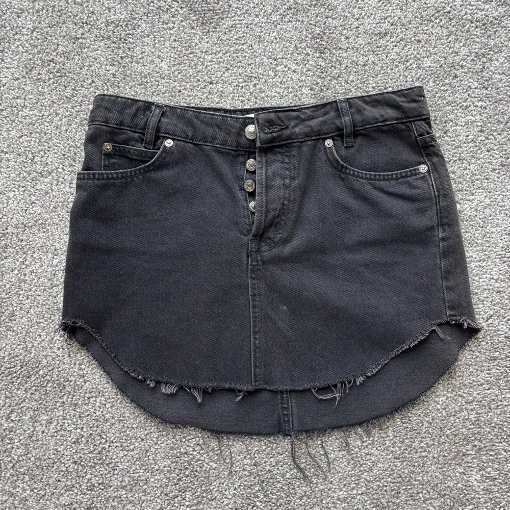 Free People Black Denim Mini Skirt